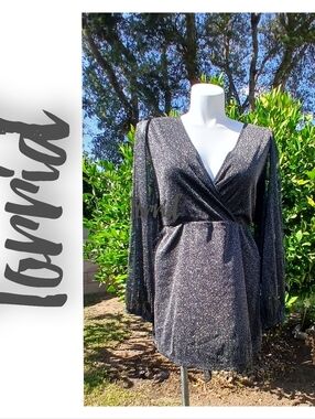 torrid Black Metallic Twist-Front Mini Dress Size 5 New With Tags